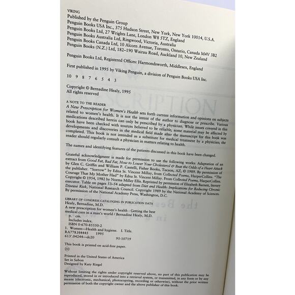A New Prescription for Women's Health Hardcover Book Bernadine Healy 1995 First - Picture 2 of 8